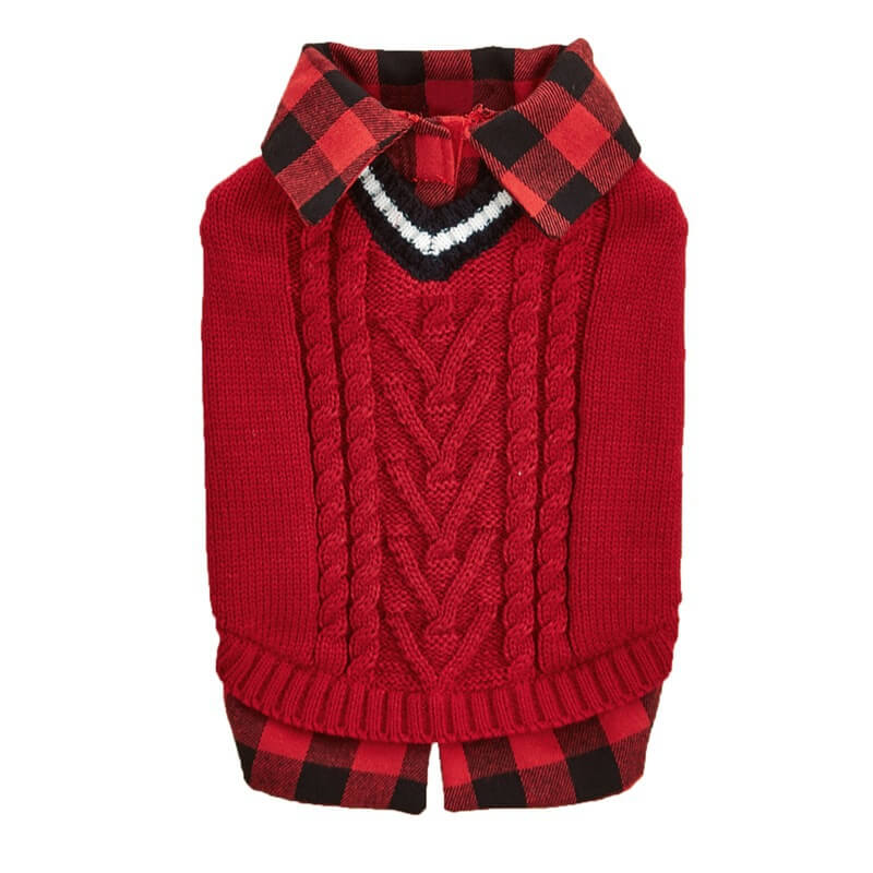 Perfecto para el otoño de cuello a cuadros a cuadros de invierno Cable Sweater Chalece