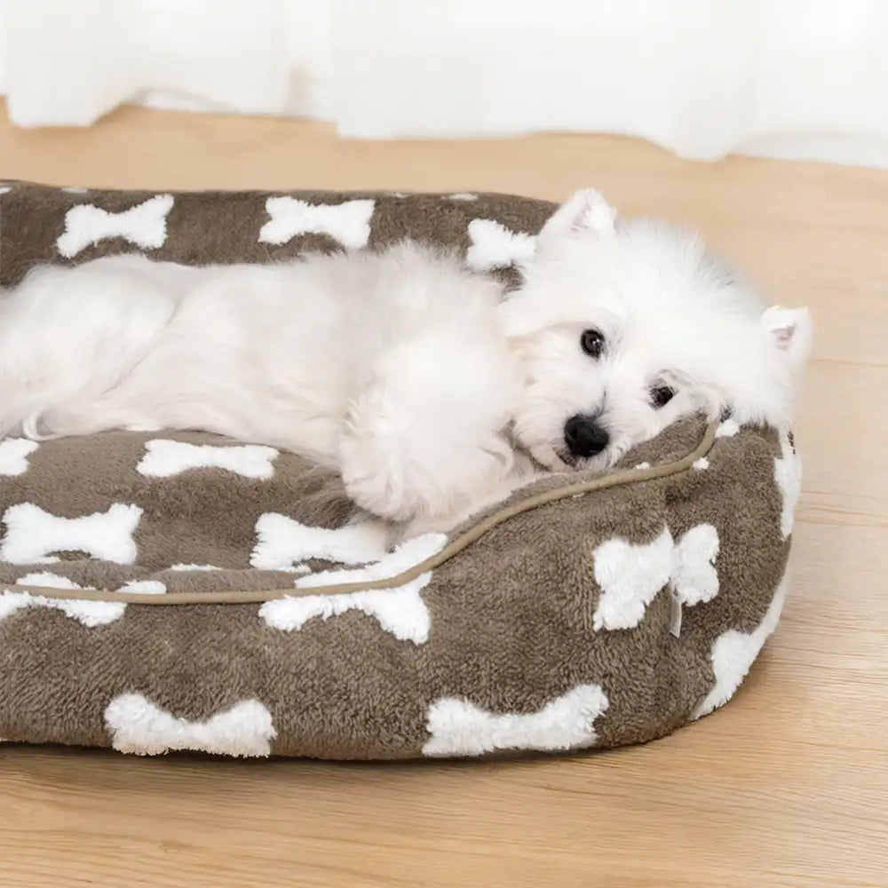 Lanzamiento de sueño de hueso de felpa Cama de perro de sueño profundo cuadrado