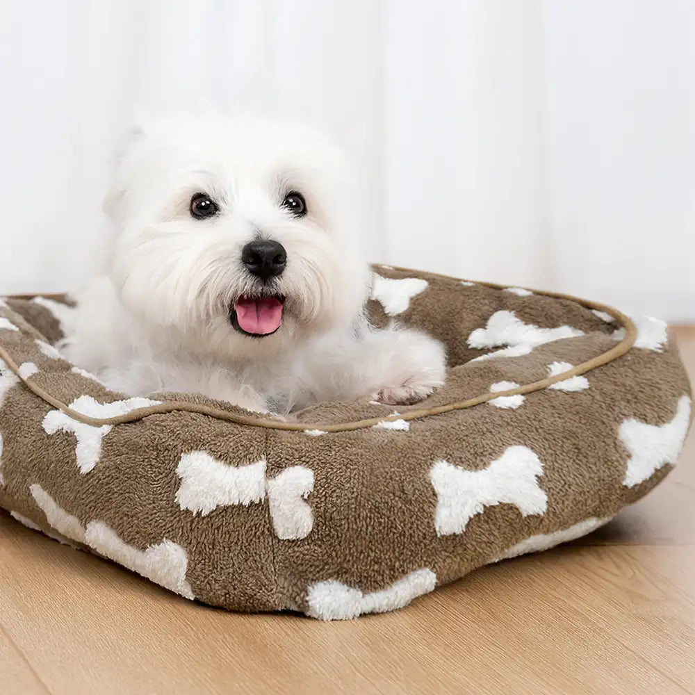 Lanzamiento de sueño de hueso de felpa Cama de perro de sueño profundo cuadrado