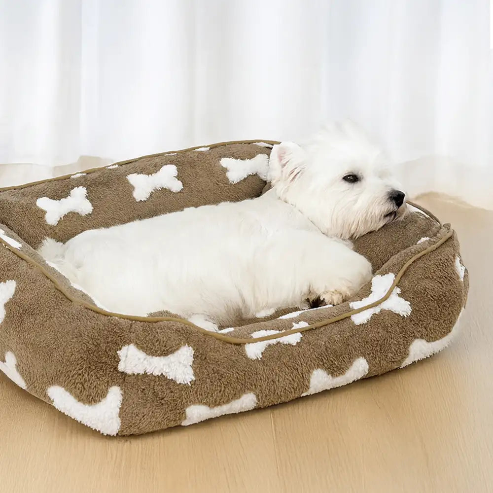 Lanzamiento de sueño de hueso de felpa Cama de perro de sueño profundo cuadrado