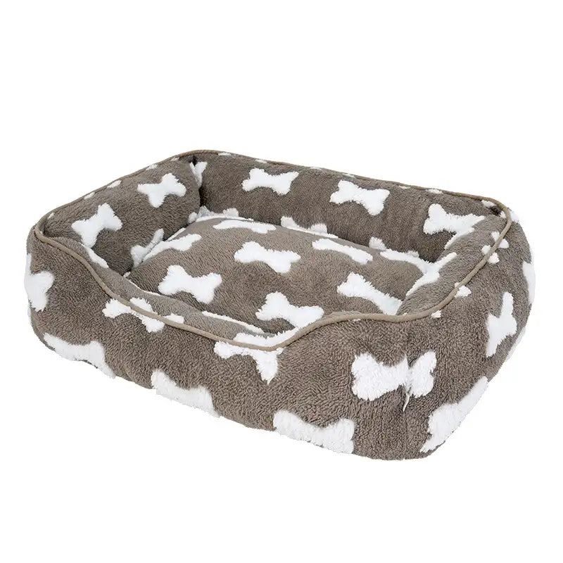 Lanzamiento de sueño de hueso de felpa Cama de perro de sueño profundo cuadrado