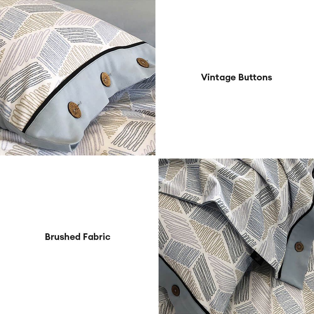 <tc>Color</tc>Juego de sábanas con botones de algodón cepillado ultrasuave y geométrico