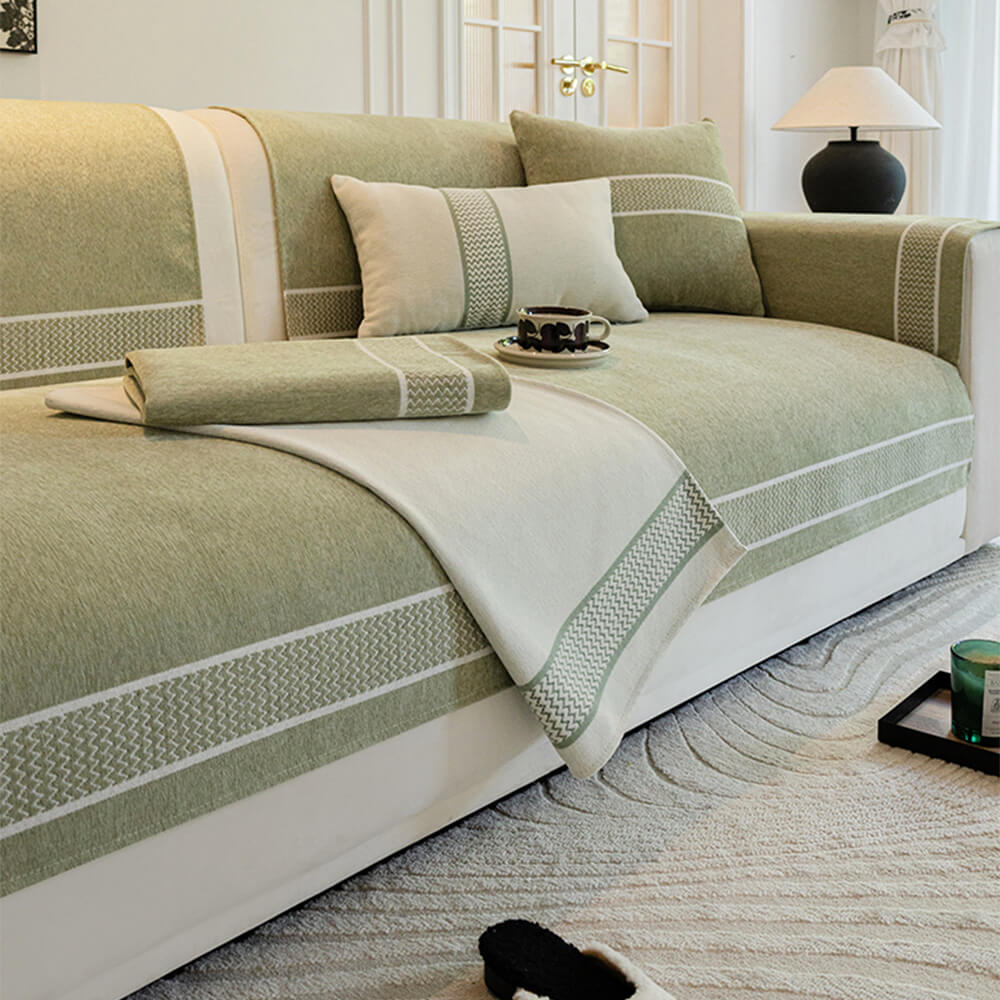 Coperchio di divano a graffio di Chenille Jacquard Wide Edge Design