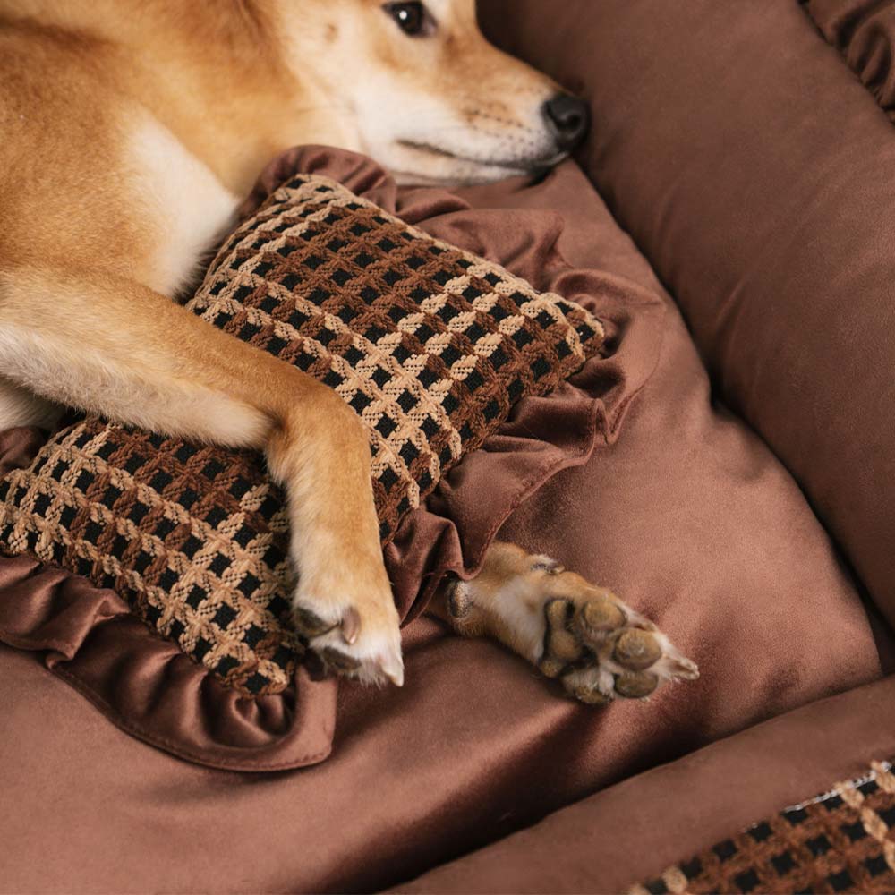 Lit d’oreiller pour chien de traversin confortable lavable à fleurs de luxe classique - Bliss Napper