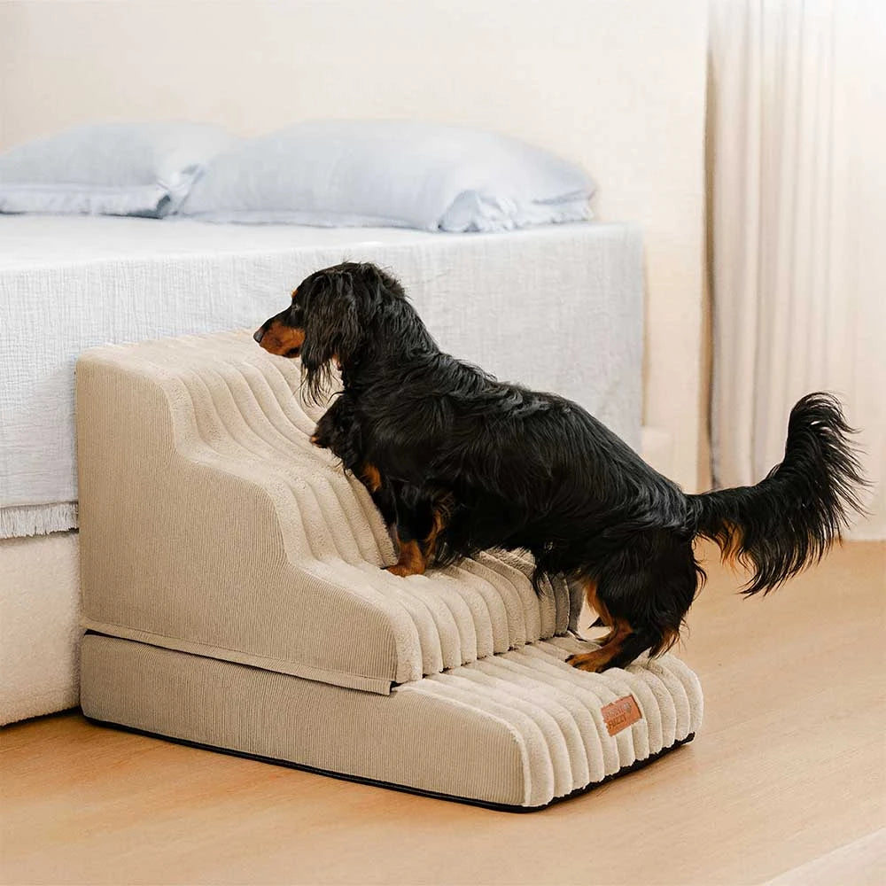 2 in 1 Fluffy Plush Sponge Detachable Pet Stair&Bed - CreamyRamp
