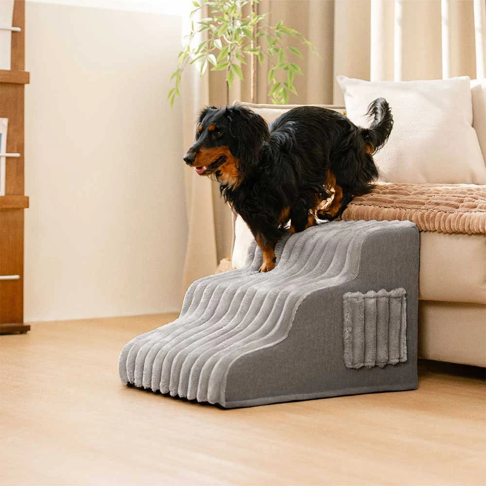2 in 1 Fluffy Plush Sponge Detachable Pet Stair&Bed - CreamyRamp
