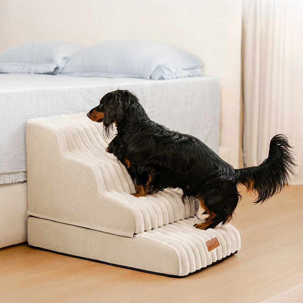 2 in 1 Fluffy Plush Sponge Detachable Pet Stair&Bed - CreamyRamp