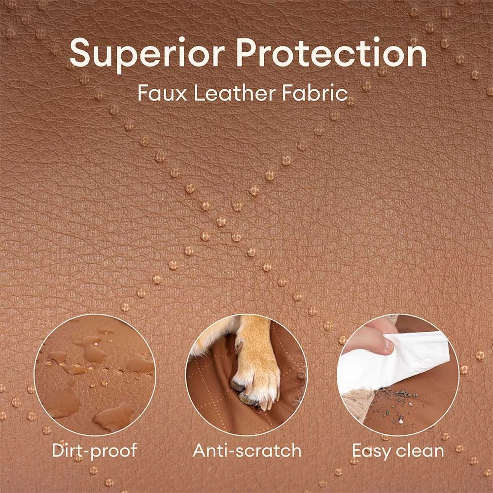 Luxe Faux Leather Plush Sponge Sponge Orthopedic Dog Bed - Calentamiento