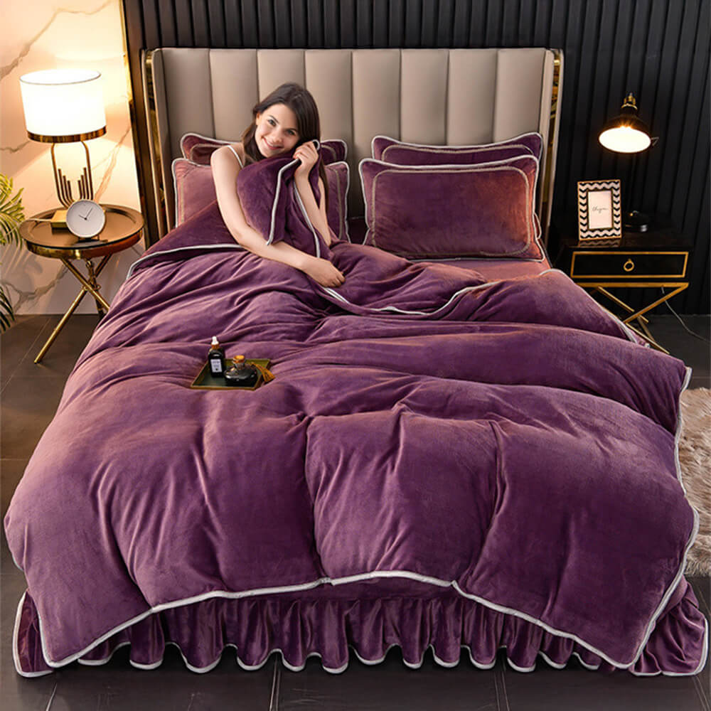 Luxury Extra Spesso caldo Caldo Solido Foglio in pile in pile di latte set