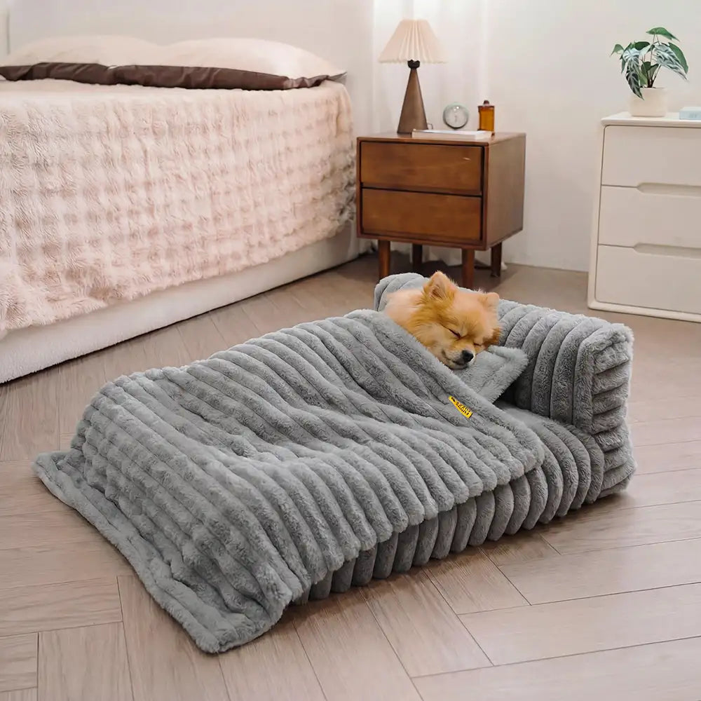 Mini Plush Home-Style Backrest Orthopedic Bed for Small Dogs - TinyNest