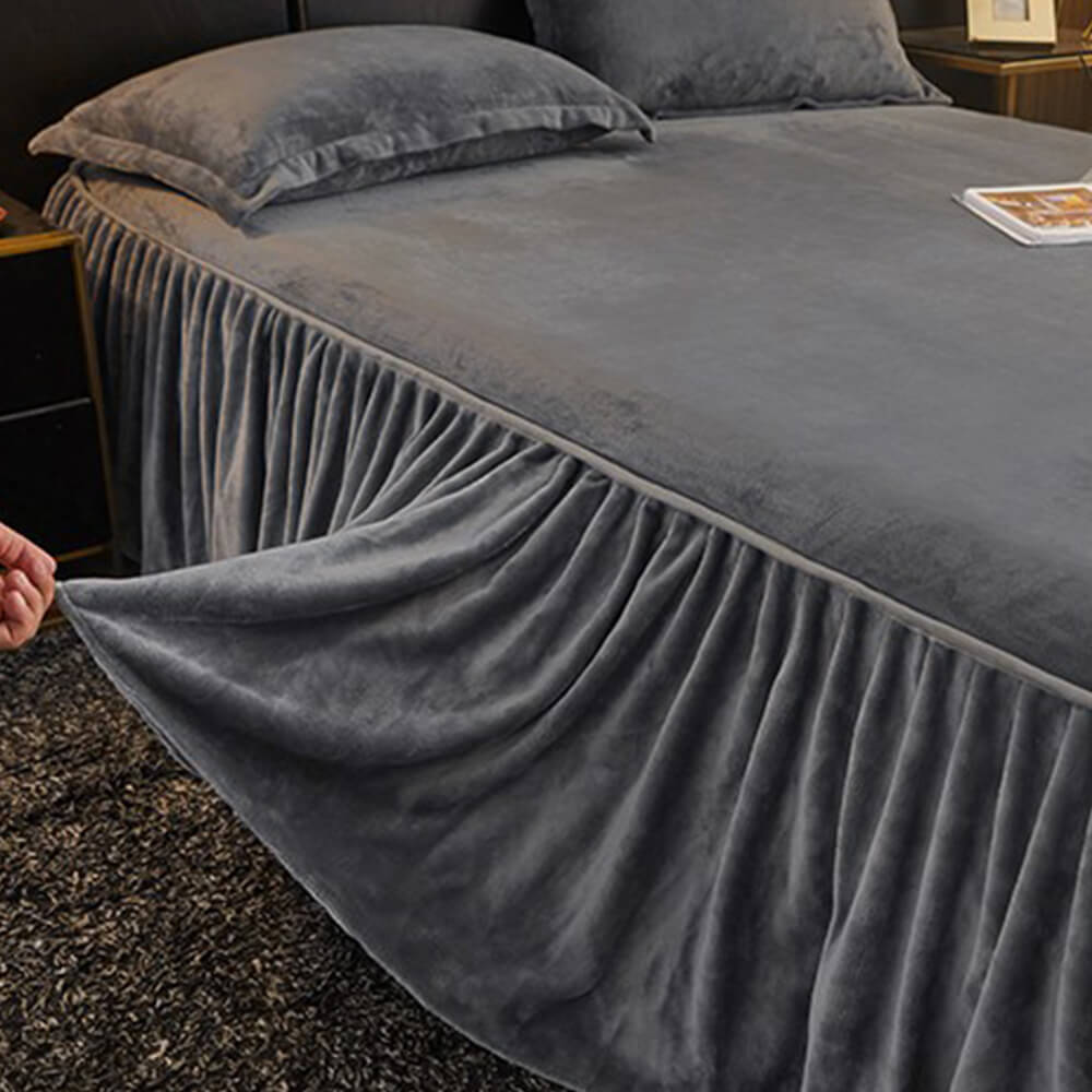 Sólido <tc>Color</tc> Funda protectora de colchón de terciopelo suave y cálido con forma de leche para cama