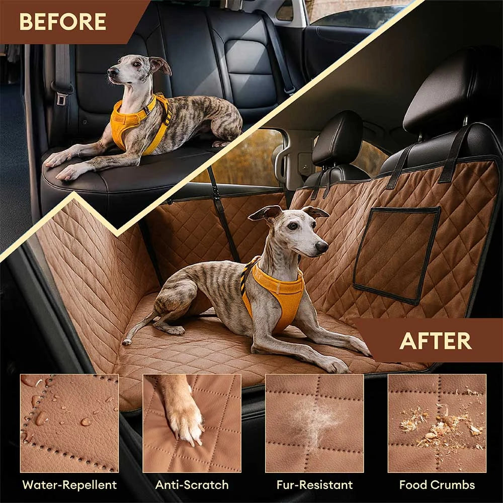 Cubierta de asiento de auto para hamacas para perros de hamaca de cuero de cuero sintético con alfombra