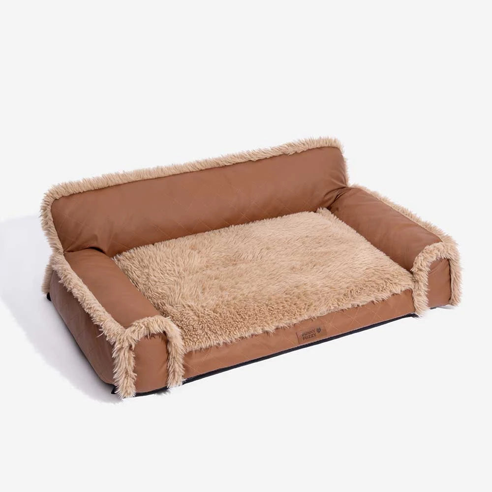 Luxe Faux Leather Plush Sponge Sponge Orthopedic Dog Bed - Calentamiento