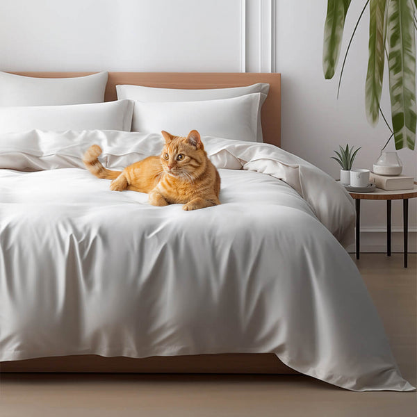 Comfortable Luxury Sateen 100% Bamboo Duvet Cover Bed Sheet Set