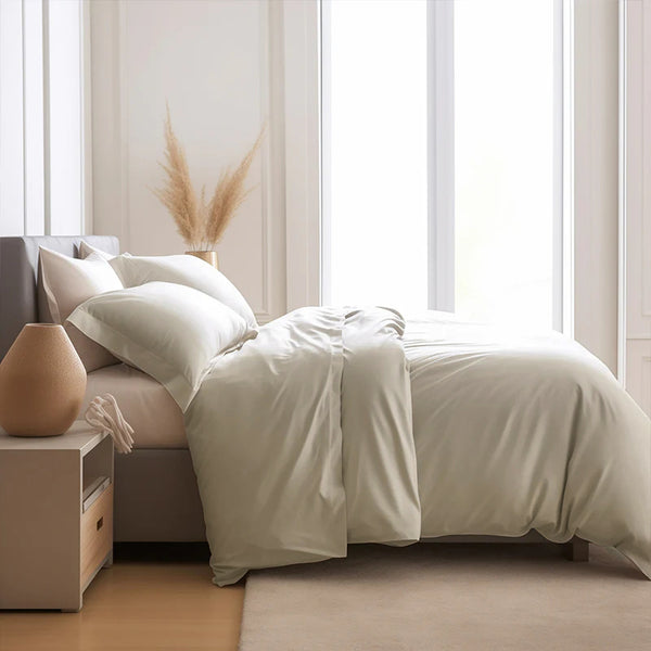 Comfortable Luxury Sateen 100% Bamboo Duvet Cover Bed Sheet Set