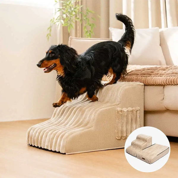 2 in 1 Fluffy Plush Sponge Detachable Pet Stair&Bed - CreamyRamp