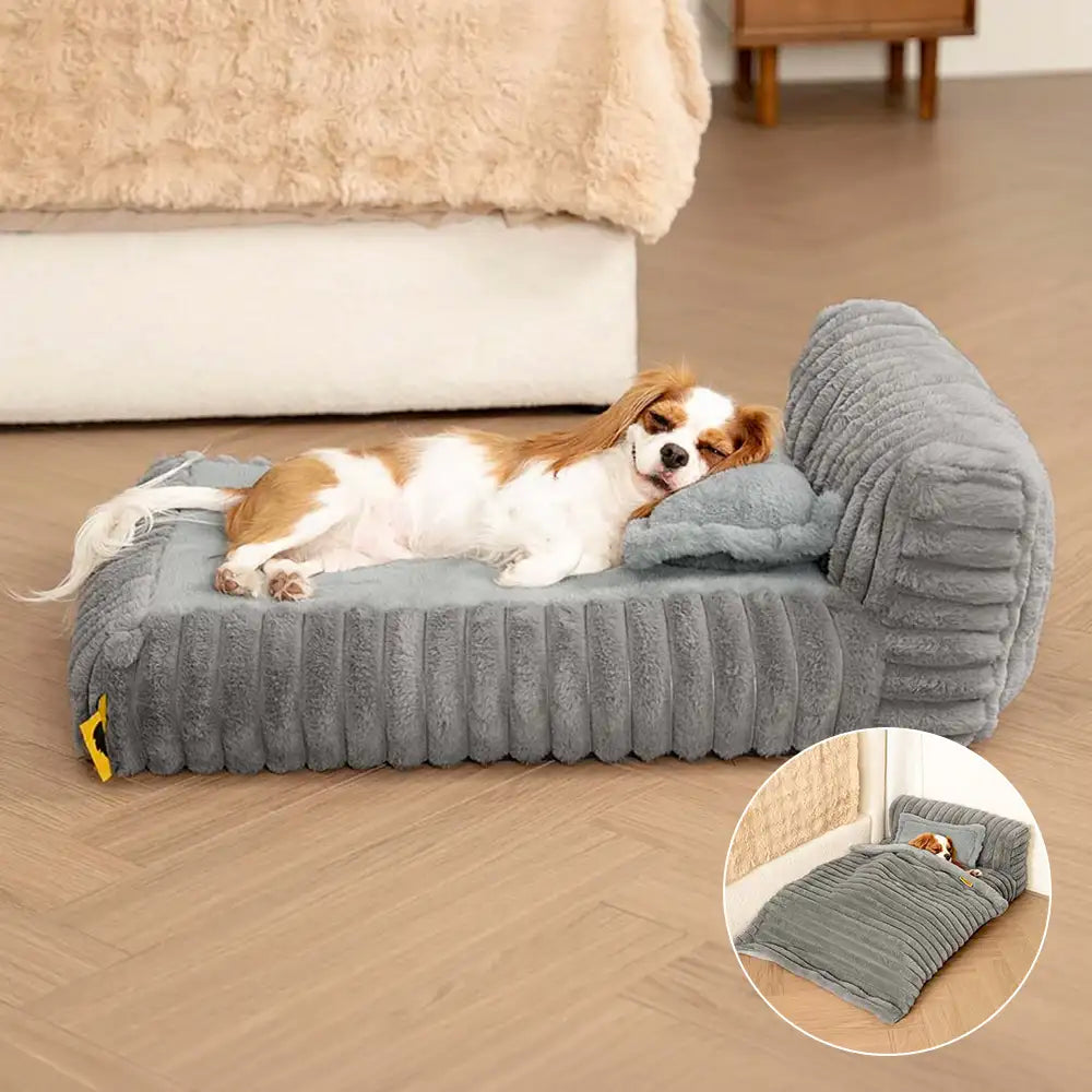 Mini Plush Home-Style Backrest Orthopedic Bed for Small Dogs - TinyNest