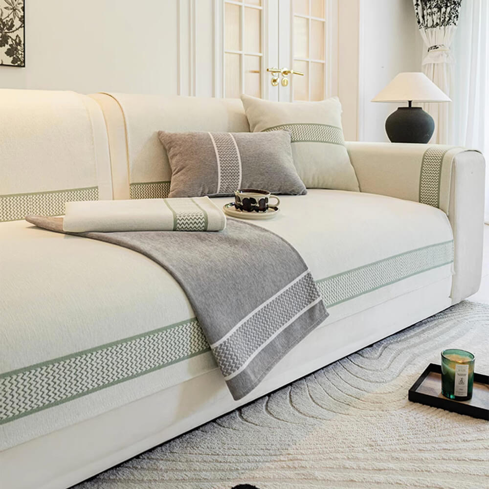 Coperchio di divano a graffio di Chenille Jacquard Wide Edge Design