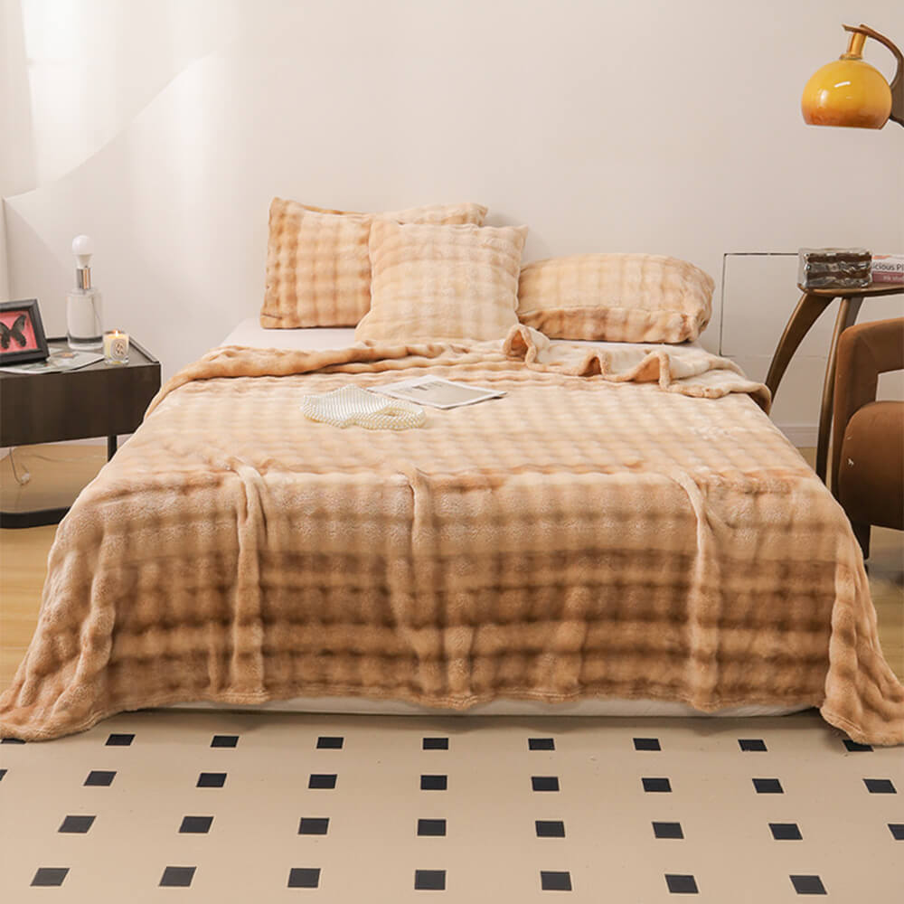 Grade de lujo Faux Rabbit Fur Soft Manta Flat Sheet