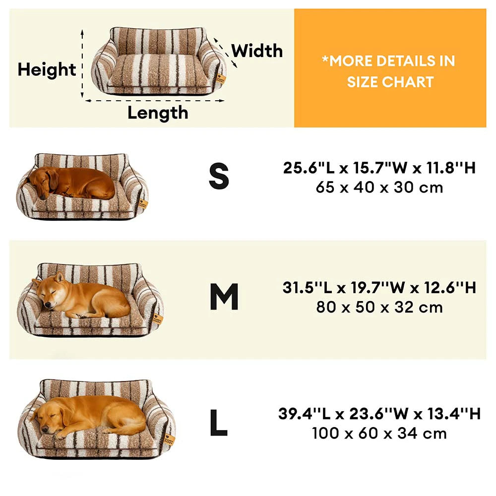 Plush Warmth Stripe Foldable Washable Dog & Cat Sofa Bed - MochaSnug