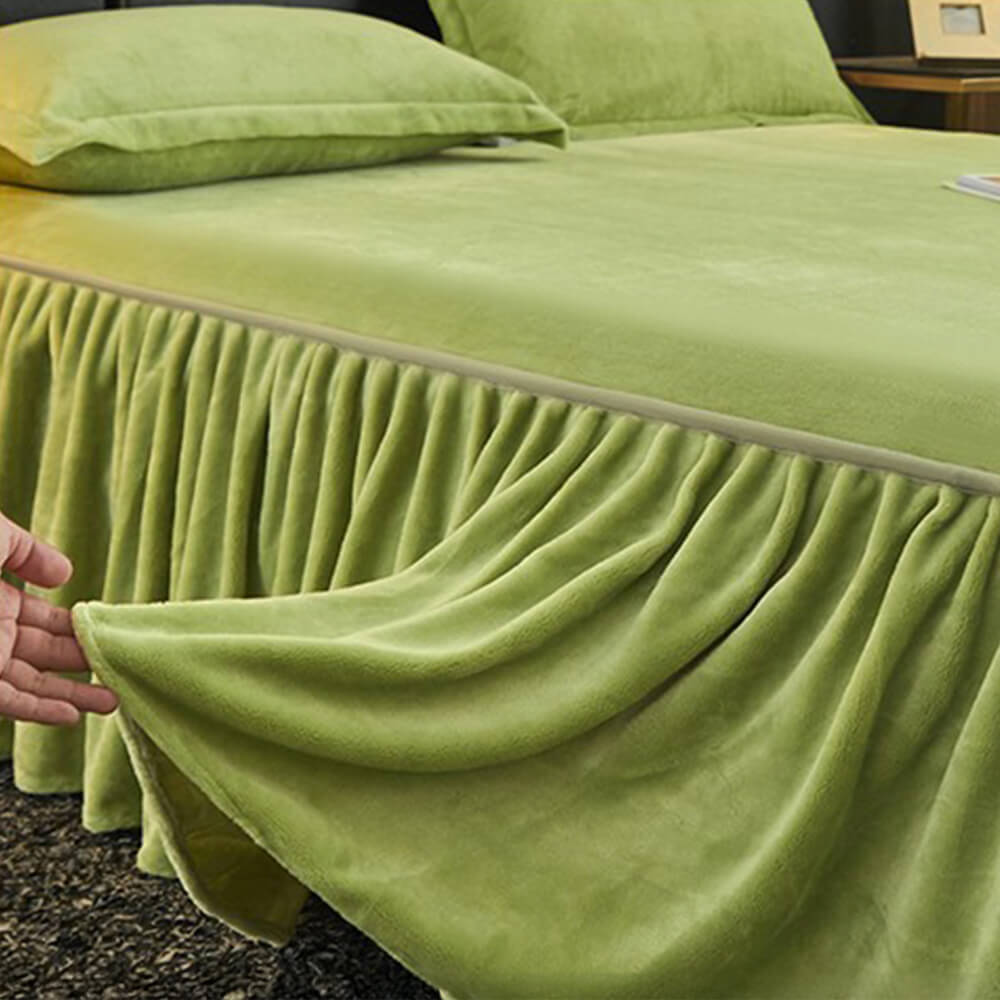 Sólido <tc>Color</tc> Funda protectora de colchón de terciopelo suave y cálido con forma de leche para cama