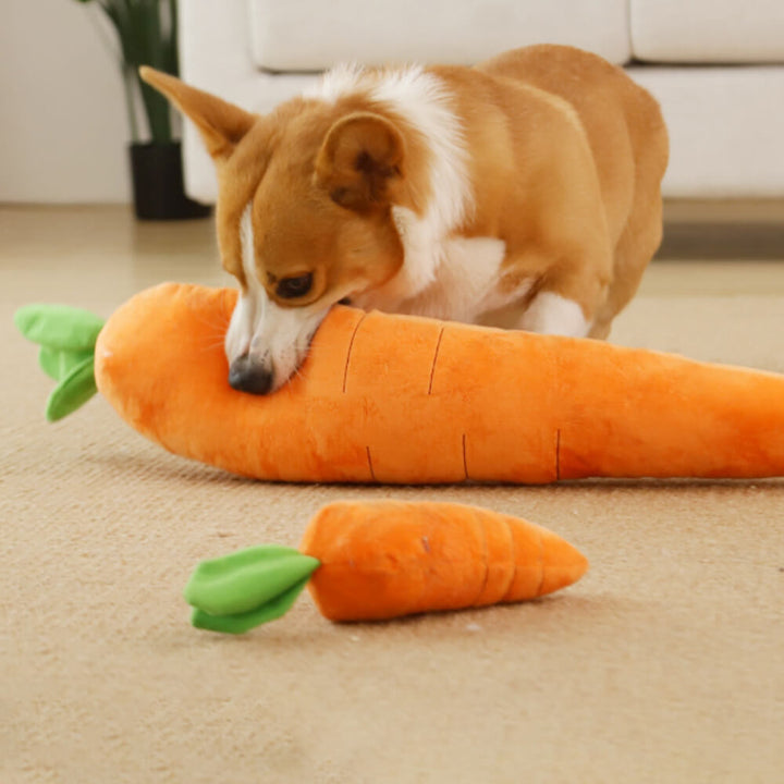 Juguete interactivo para perros de juguete de peluche de zanahoria