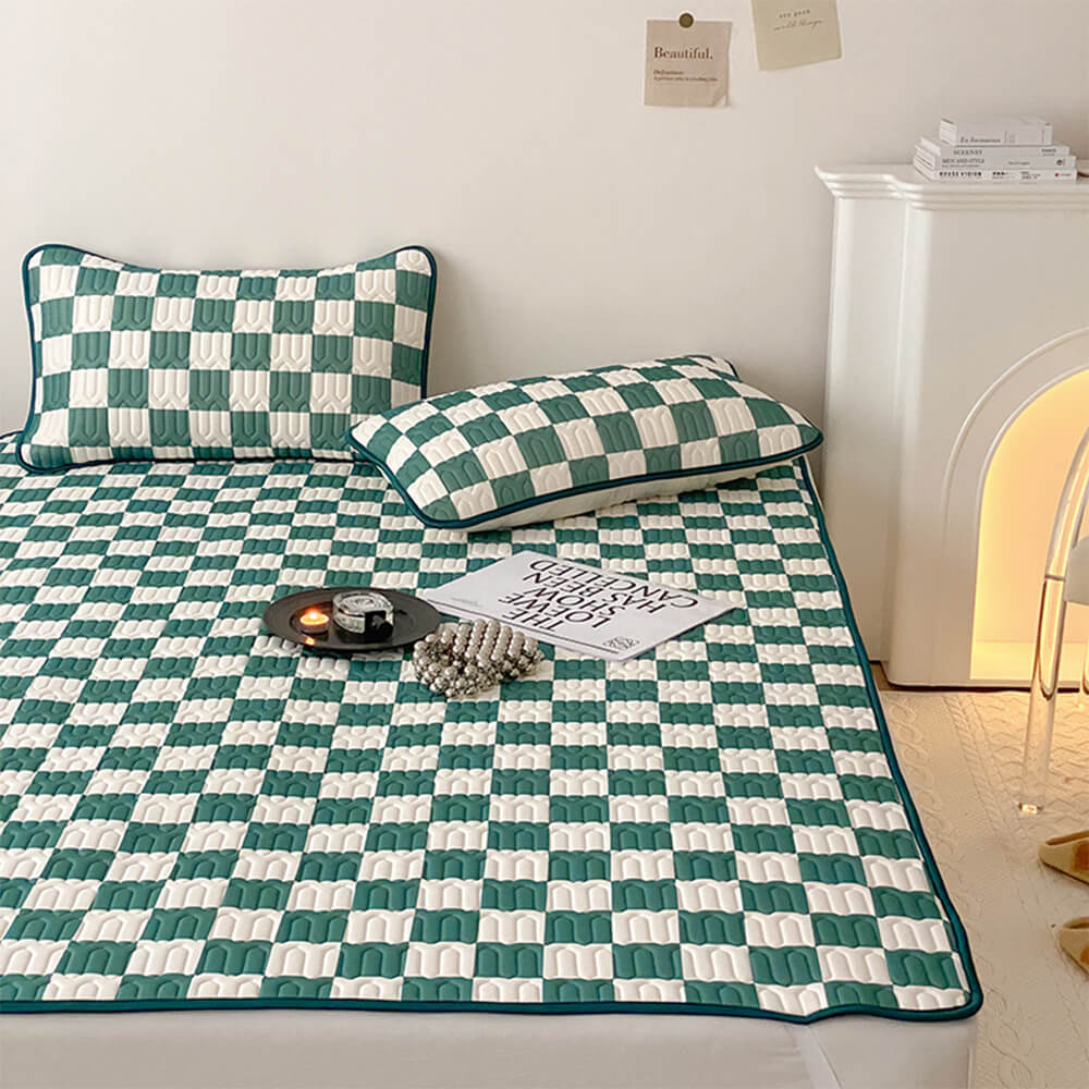 Tablero de ajedrex látex de cama de cama de seda de seda cubierta de colchón de colchón