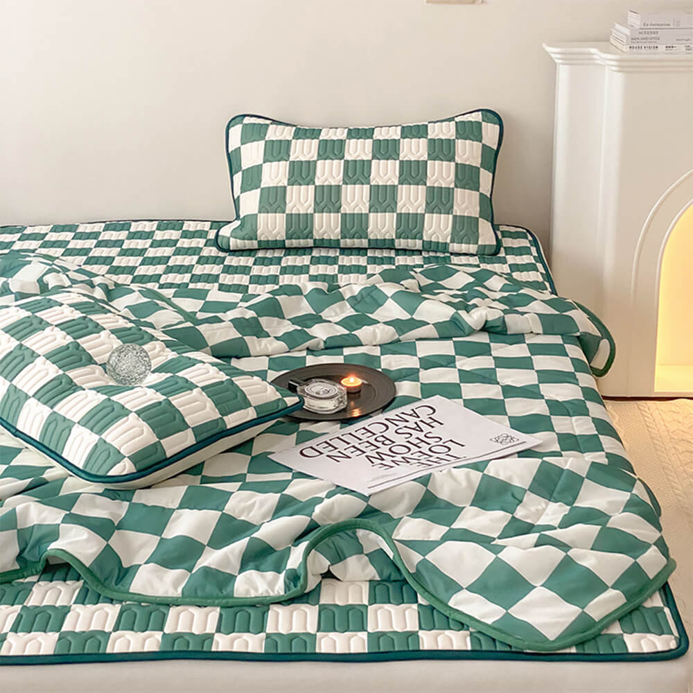 Tablero de ajedrex látex de cama de cama de seda de seda cubierta de colchón de colchón