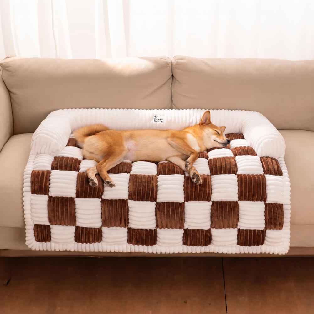 Cream quadrato a quadri accoglienti per cagnolini per mobili coperture per mobili