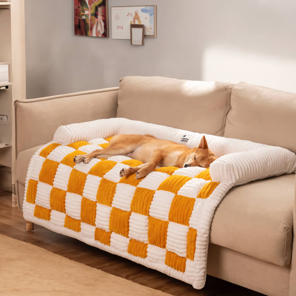 Cream quadrato a quadri accoglienti per cagnolini per mobili coperture per mobili