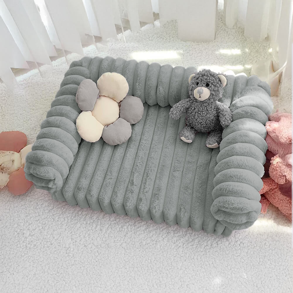 Canapé-lit orthopédique pour chien et chat, confort moelleux, crème