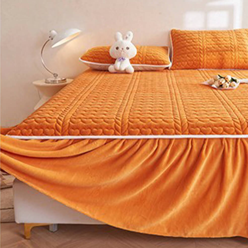 Set de falda de la cama acolchada de terciopelo cremoso de la leche