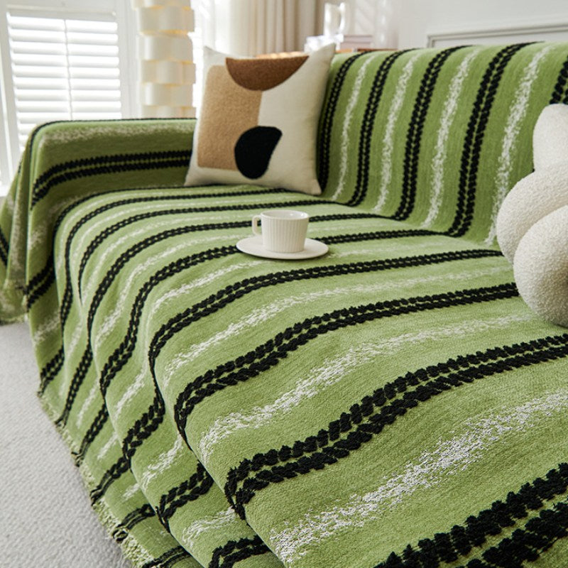 Copertina di divano di ghiottona di tassel a strisce decorative