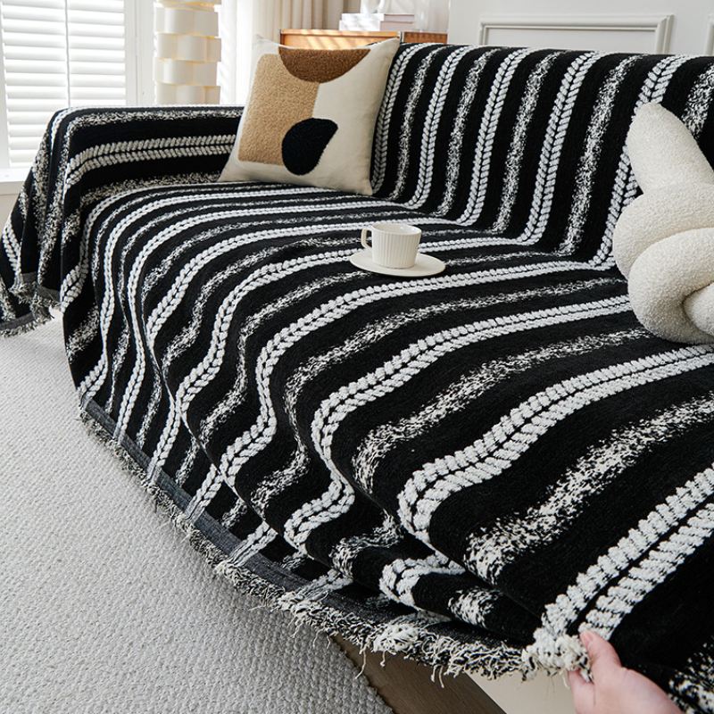 Copertina di divano di ghiottona di tassel a strisce decorative