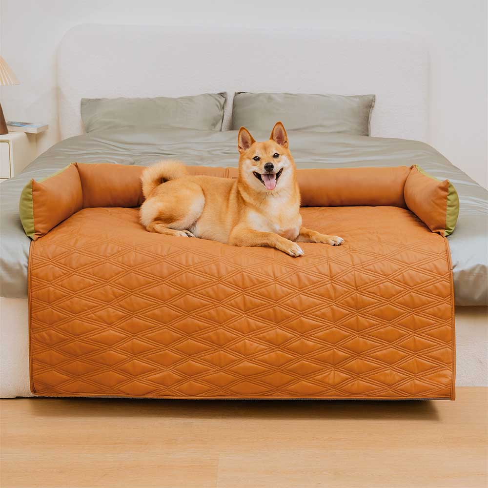 Deluxe Water-repellent Faux Leather Bolster Dog Mat Couch Cover