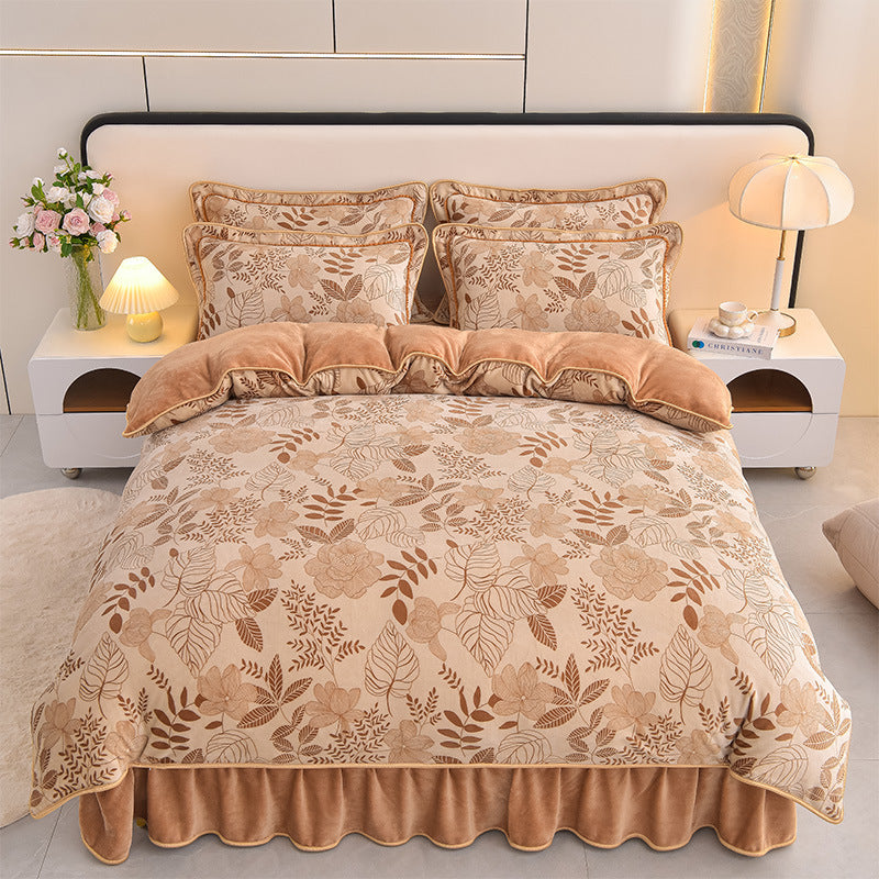 Ensemble de draps en velours de lait à motif botanique élégant