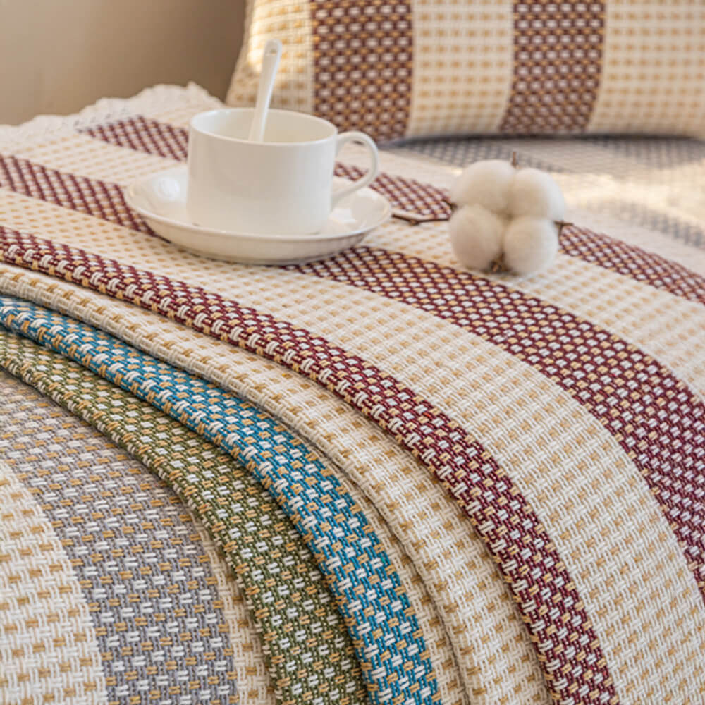 Anti-Kratz-Möbelschutz-Couchbezug aus Baumwollleinen mit Streifen