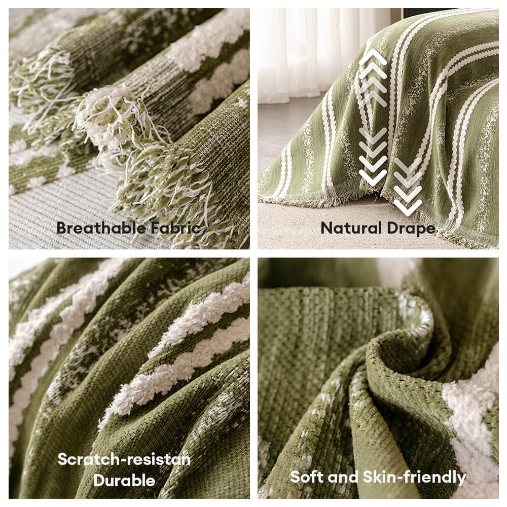 Copertina di divano di ghiottona di tassel a strisce decorative