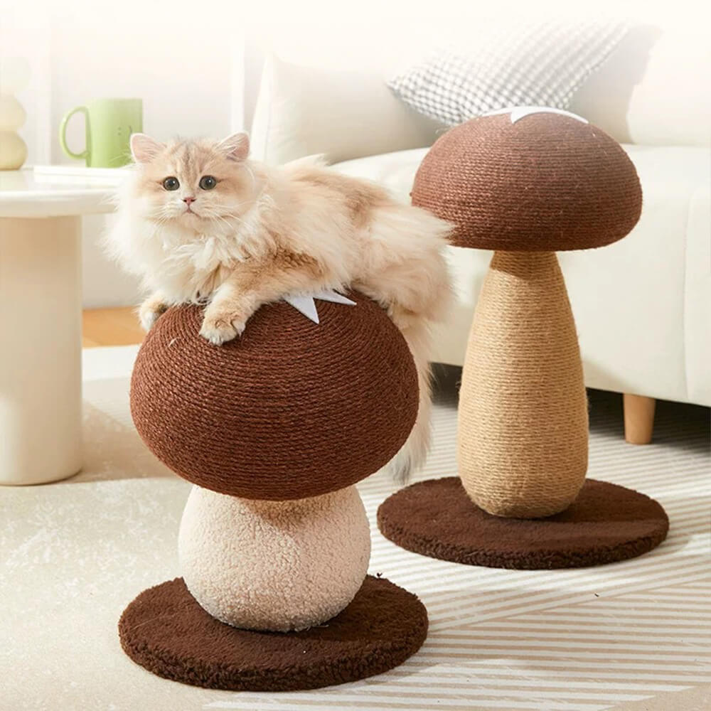Posta di graffi di sisal naturale a forma di funghi per gatti di grandi dimensioni
