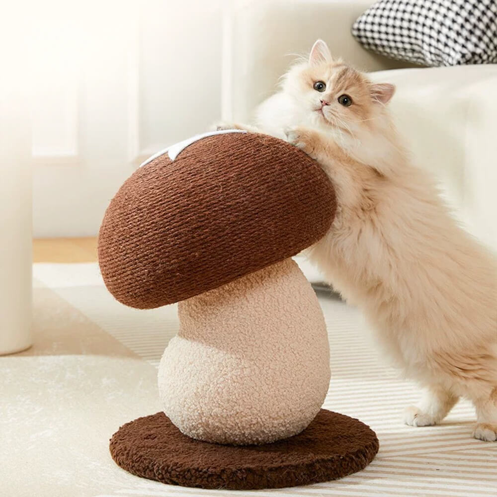 Posta di graffi di sisal naturale a forma di funghi per gatti di grandi dimensioni