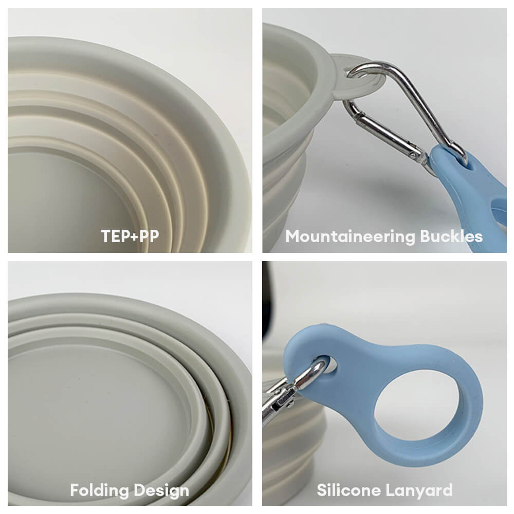Tazón de alimentos y agua de silicona y agua de silicona expandible portátil