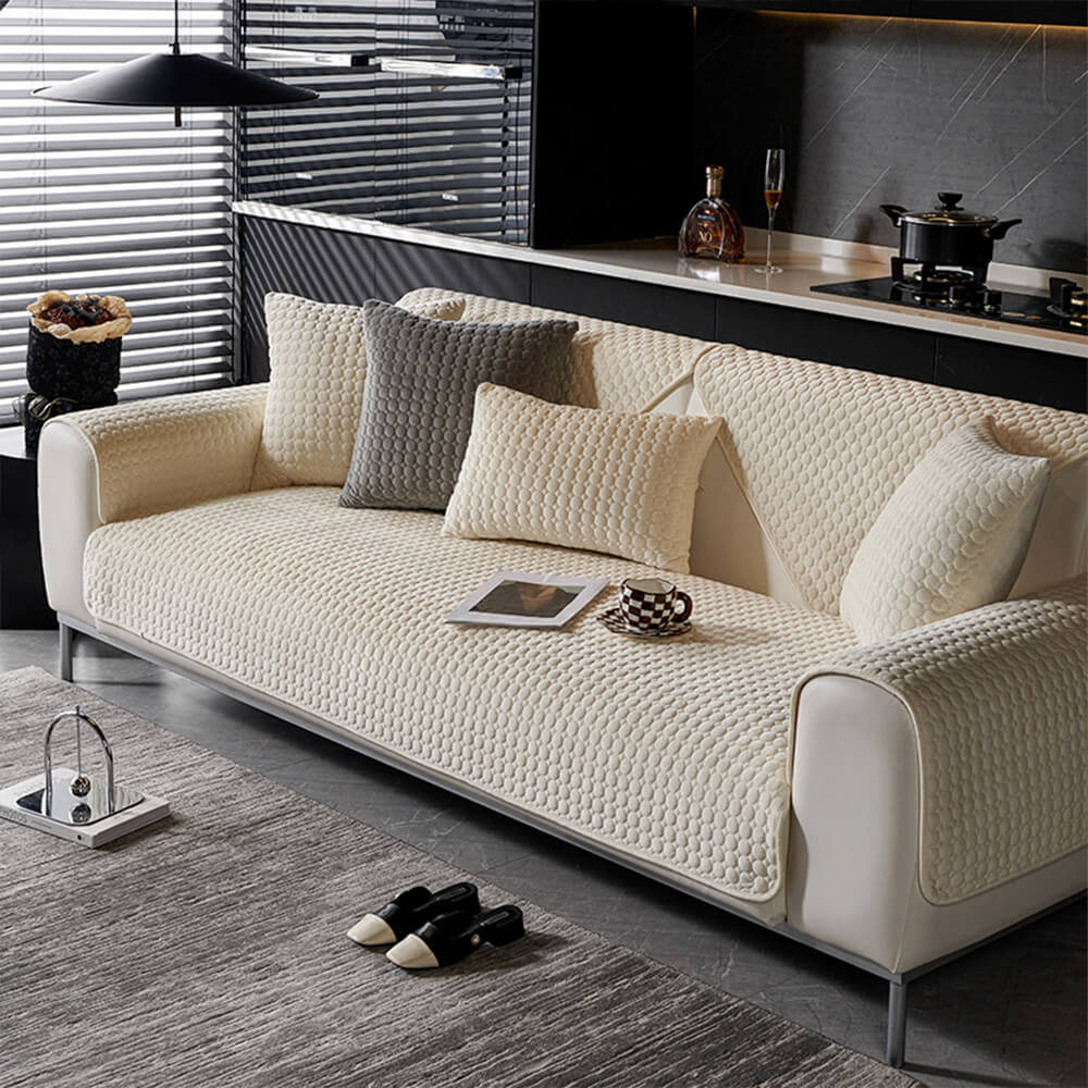 Coperchio di divano traspirante non slip traspirante in pelle scamosciata in pelle scamosciata.