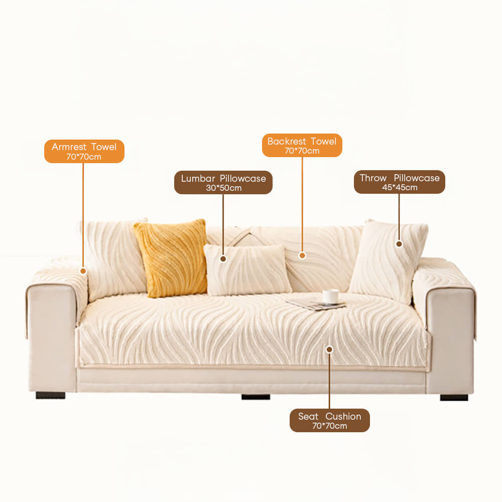 Copertina di divani non slip plush-slip con testure d'onda