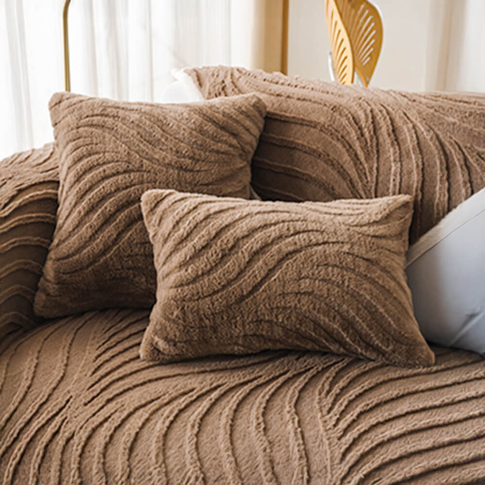 Copertina di divani non slip plush-slip con testure d'onda