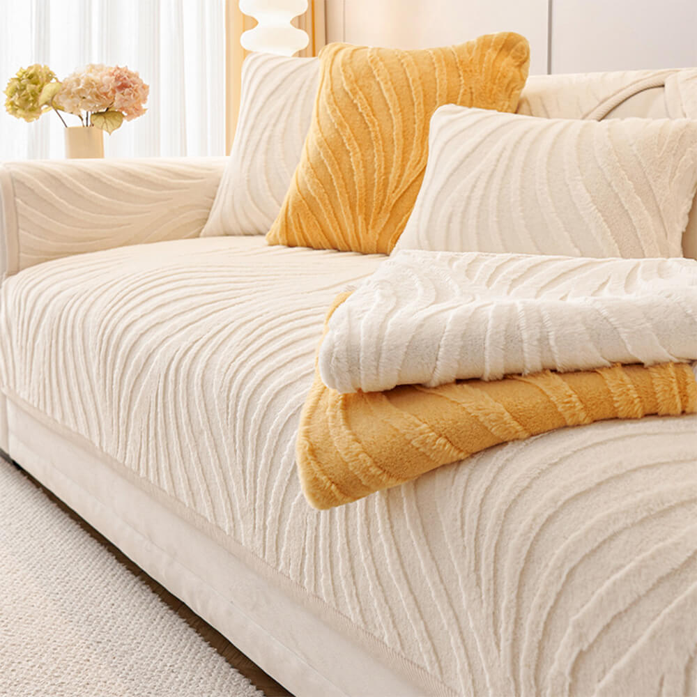Copertina di divani non slip plush-slip con testure d'onda