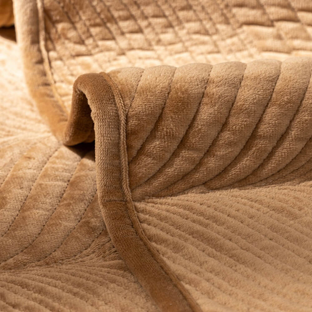 Coperchio di divano senza slip caldo peluche a motivi fogliare