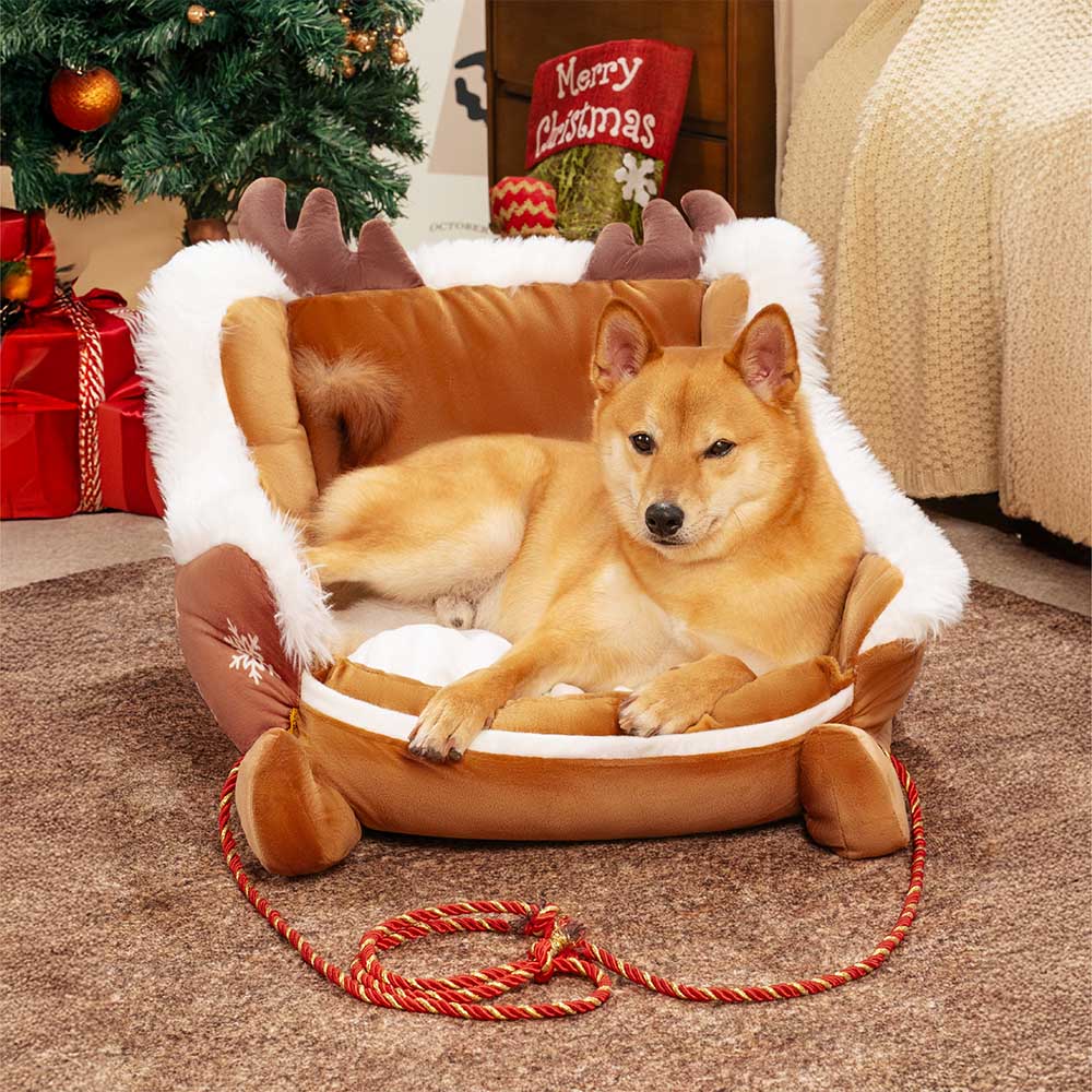Letto per cani accogliente lussuoso festivo - Slitta di Natale