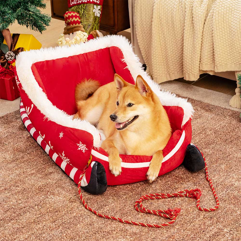 Letto per cani accogliente lussuoso festivo - Slitta di Natale