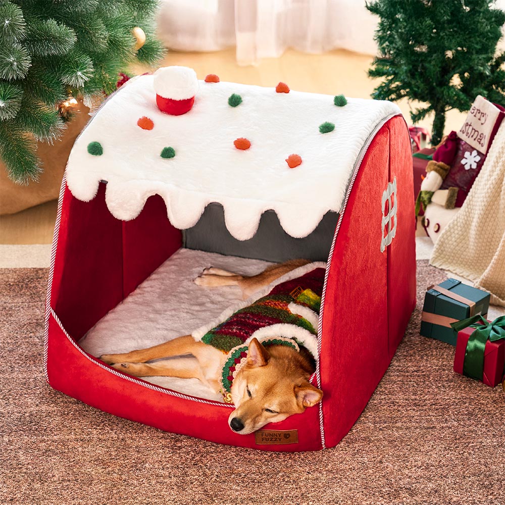Letto per cani ortopedici di Snow House Festive - Calore natalizio