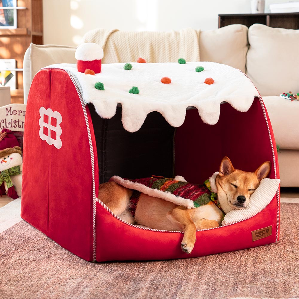 Letto per cani ortopedici di Snow House Festive - Calore natalizio